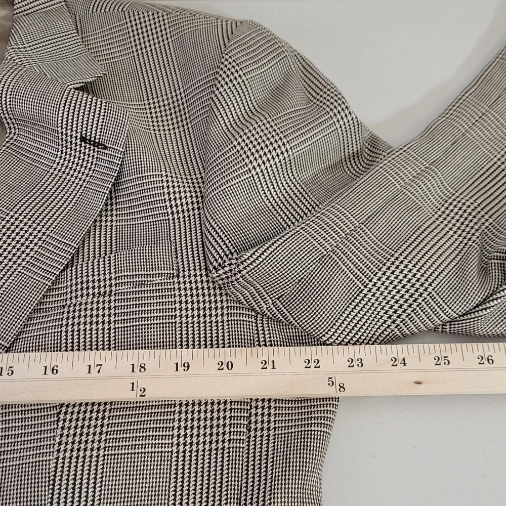 Chaps Ralph Lauren Mens Plaid Blazer Jacket 42R Silk‎ Wool Blend Made in Canada